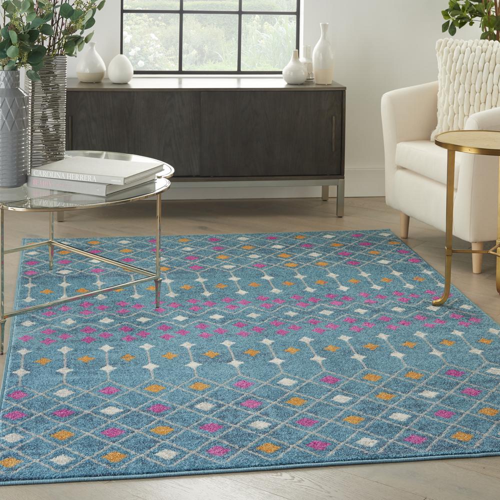 PSN45 Passion Blue/Multicolor Area Rug- 5'3" x 7'3". Picture 2