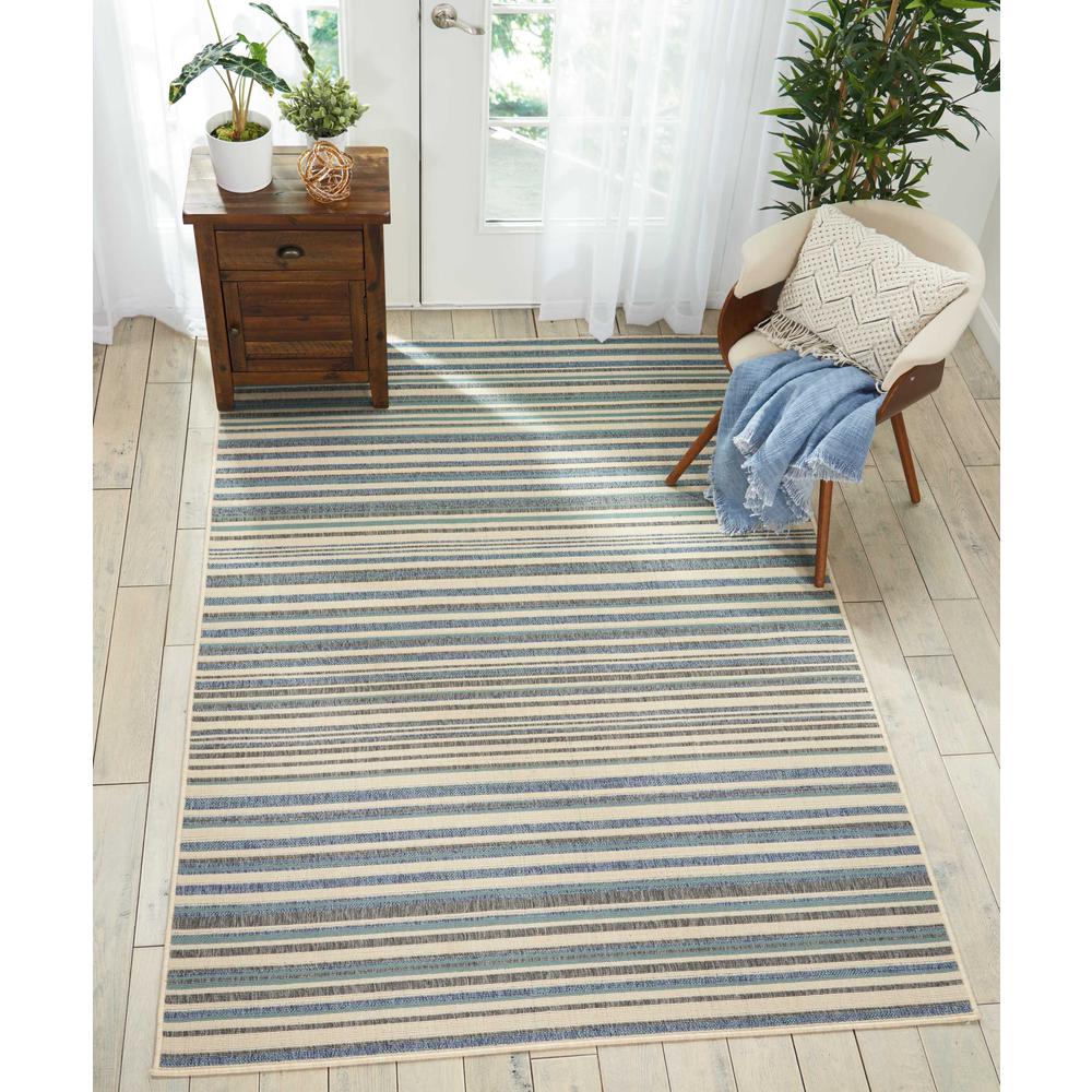 Barclay Butera Lido Blue/Cream Area Rug by Nourison. Picture 2