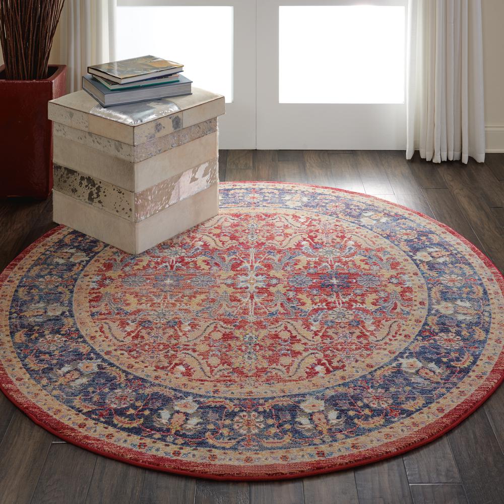 Vintage Round Area Rug, 4' x Round. Picture 3