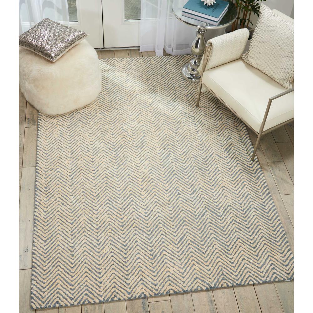 Modern Deco Area Rug, Light Blue/Ivory, 3'9" x 5'9". Picture 4