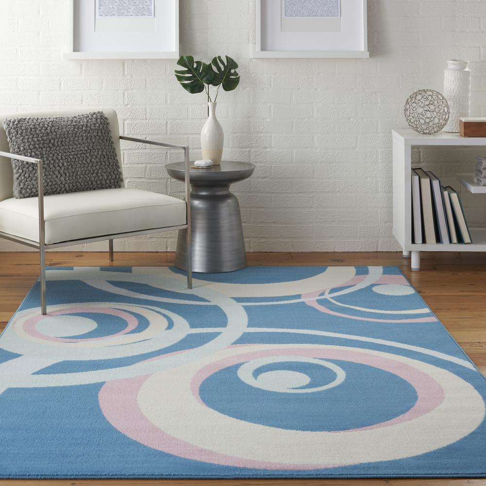 Grafix Area Rug, Blue Multicolor, 3'9"X5'9". Picture 2