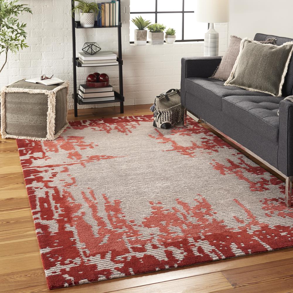 Symmetry Area Rug, Beige/Red, 3'9" X 5'9". Picture 9