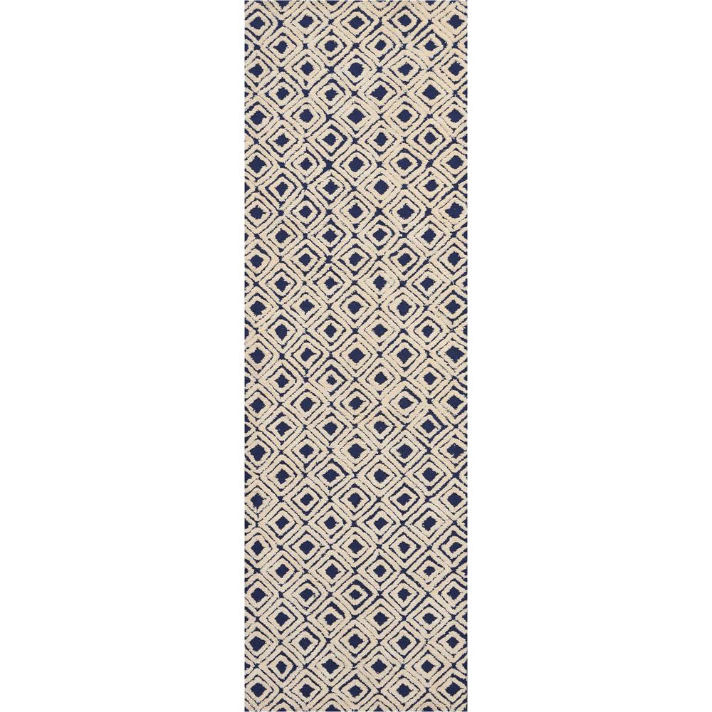 Modern Deco Area Rug, Navy/Ivory, 2'3" x 7'6". Picture 1