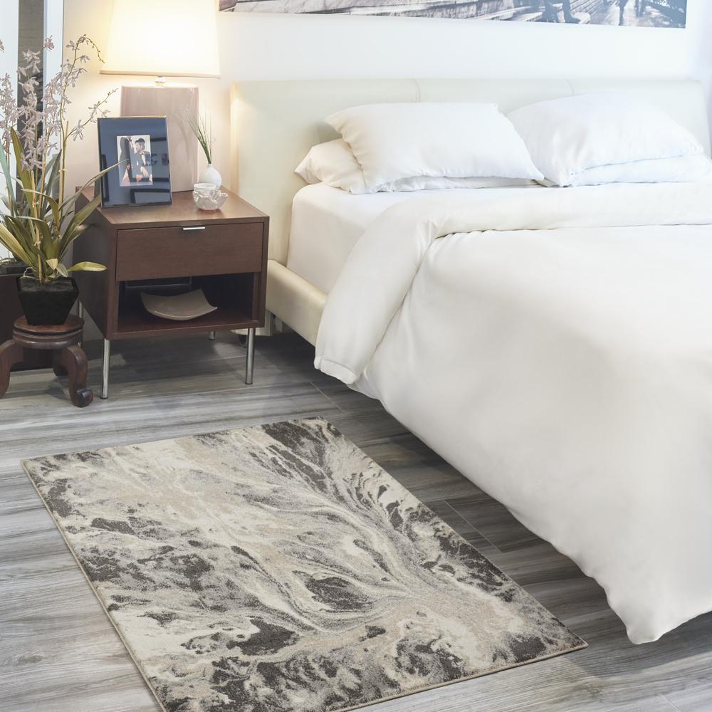 Nourison Home Elegance FAR01 Grey and White Contemporary Area Rug. Picture 3