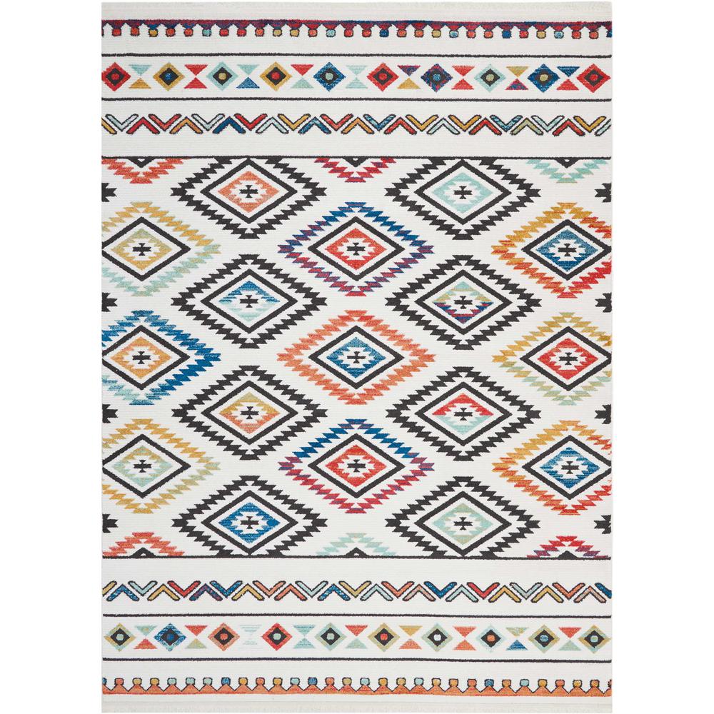 Tribal Decor Area Rug, White, 7'10" x 10'9". Picture 1
