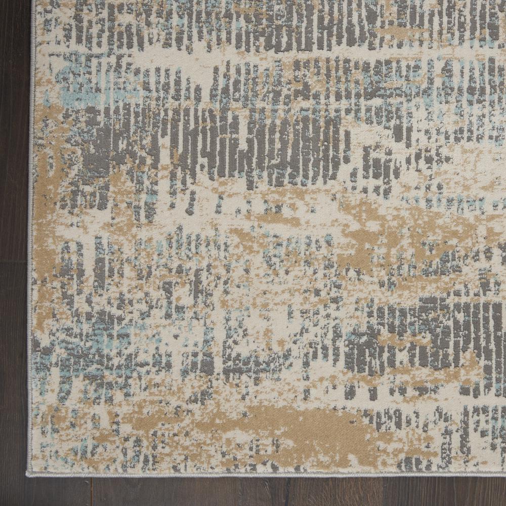 Michael Amini MA90 Uptown Area Rug, Beige/Aqua, 4' x ROUND, UPT03. Picture 4
