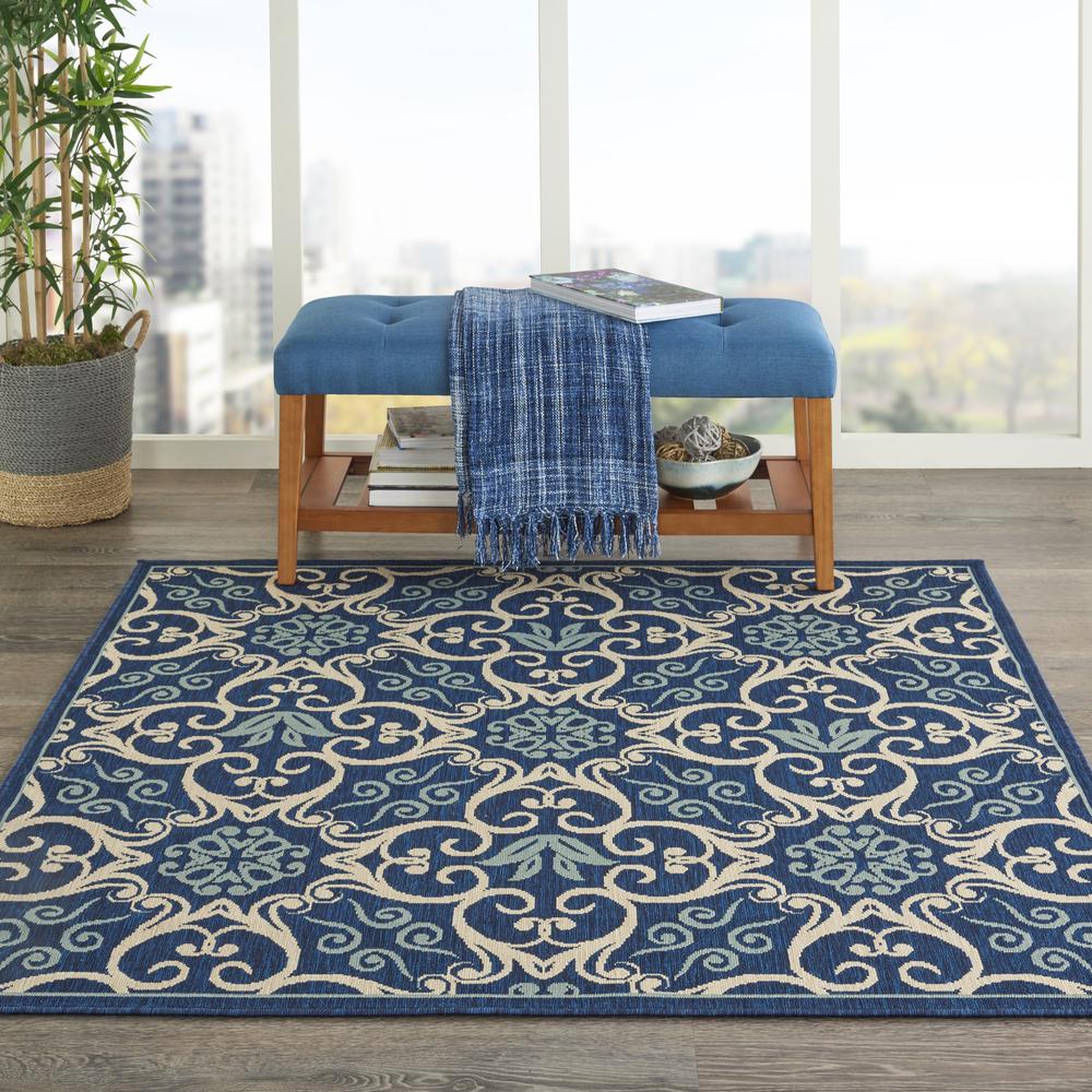 Caribbean Area Rug, Navy, 5'3" x SQUARE. Picture 2