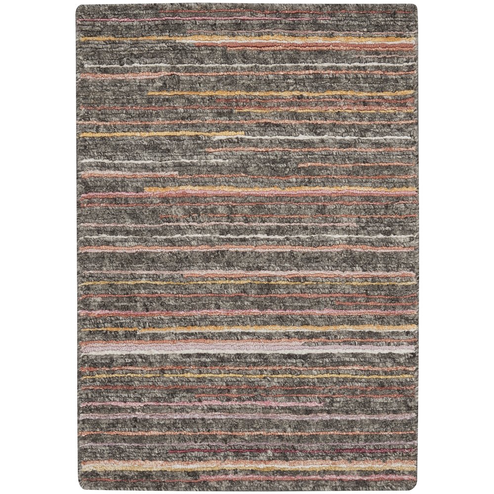 Nourison Plateau Area Rug, Grey/Flame, 2'3" x 3', PAE01. Picture 1