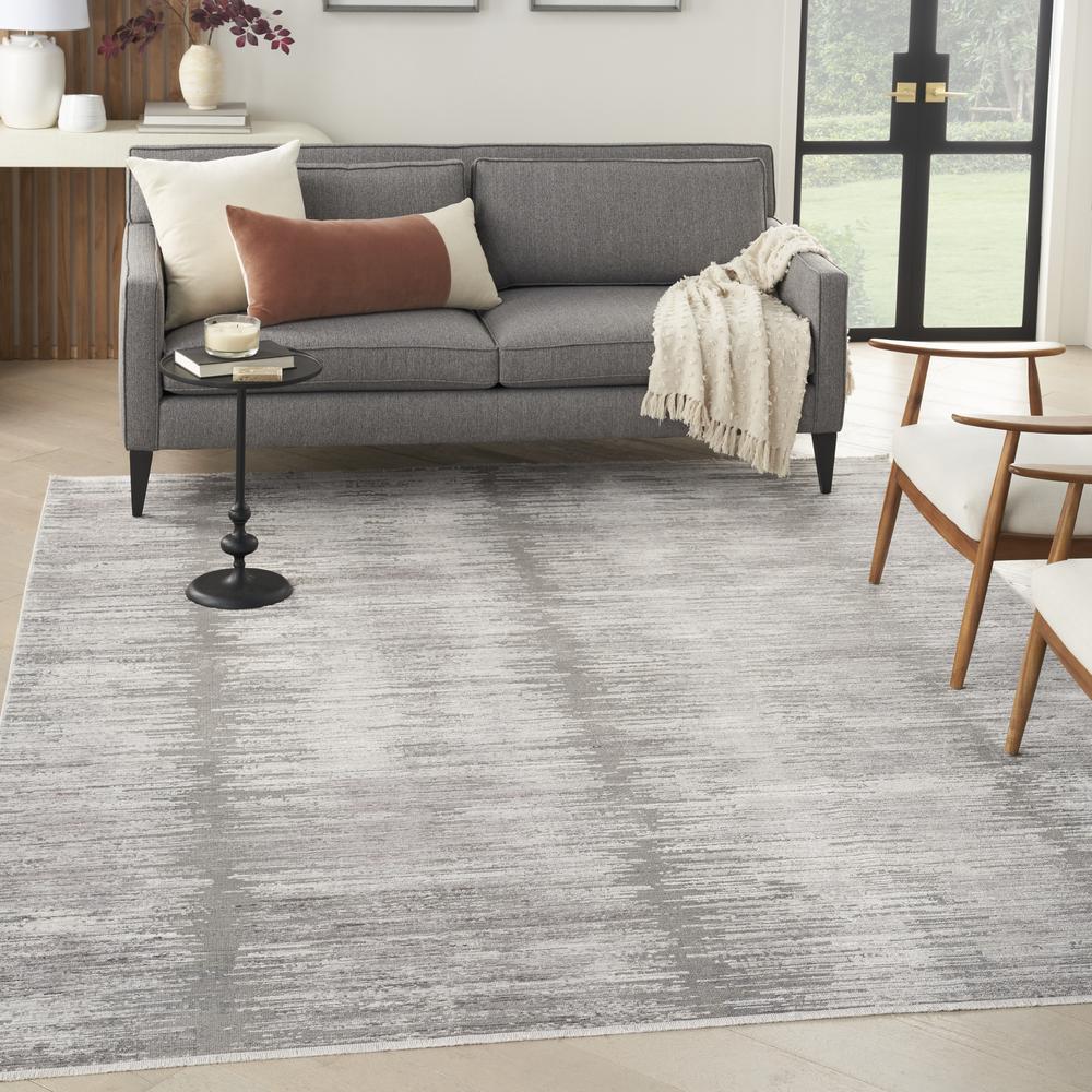 Nourison Abstract Hues Area Rug, Grey White 8' x 10'. Picture 2