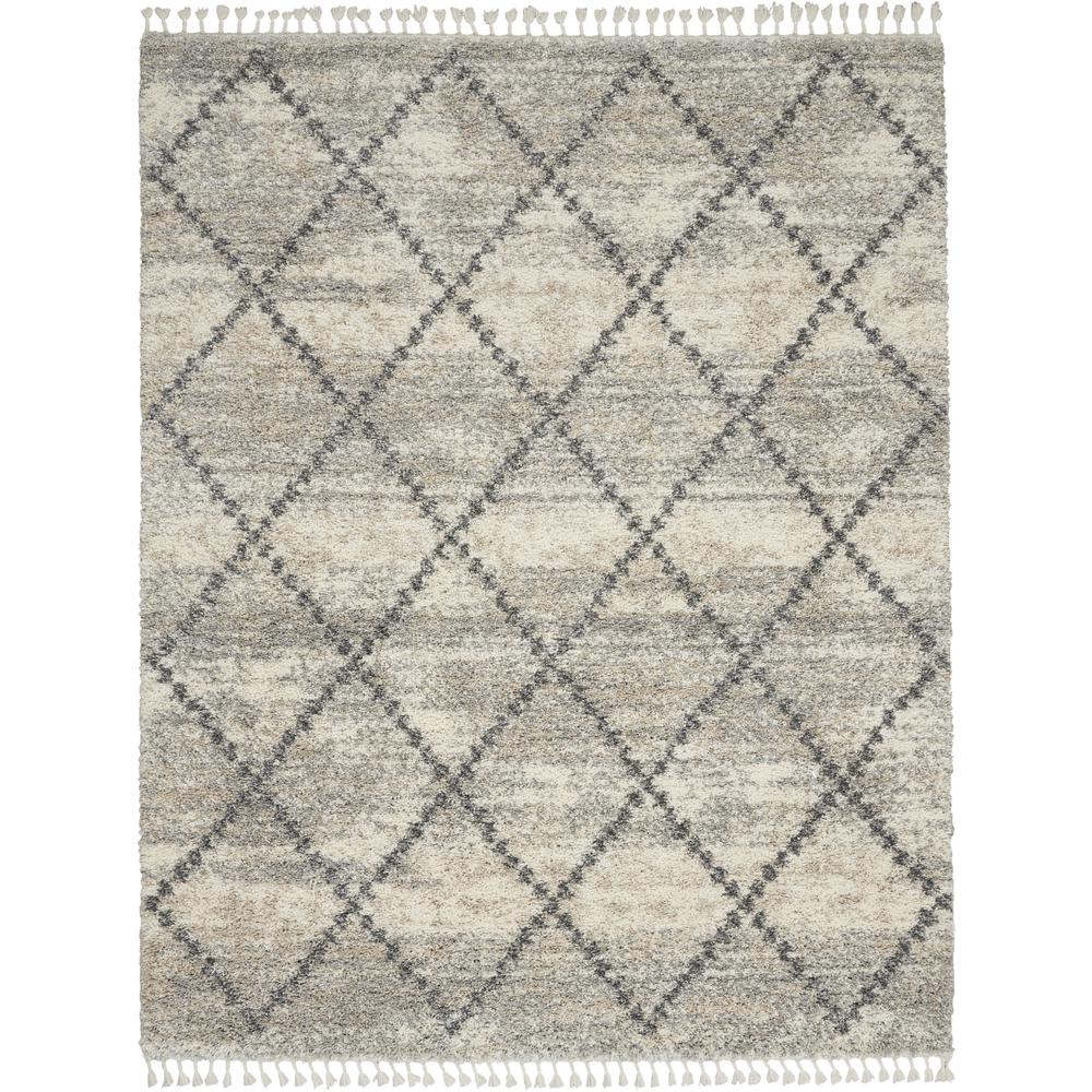SCN01 Scandinavian Shag Ivory/Grey Area Rug- 9' x 12'. Picture 1