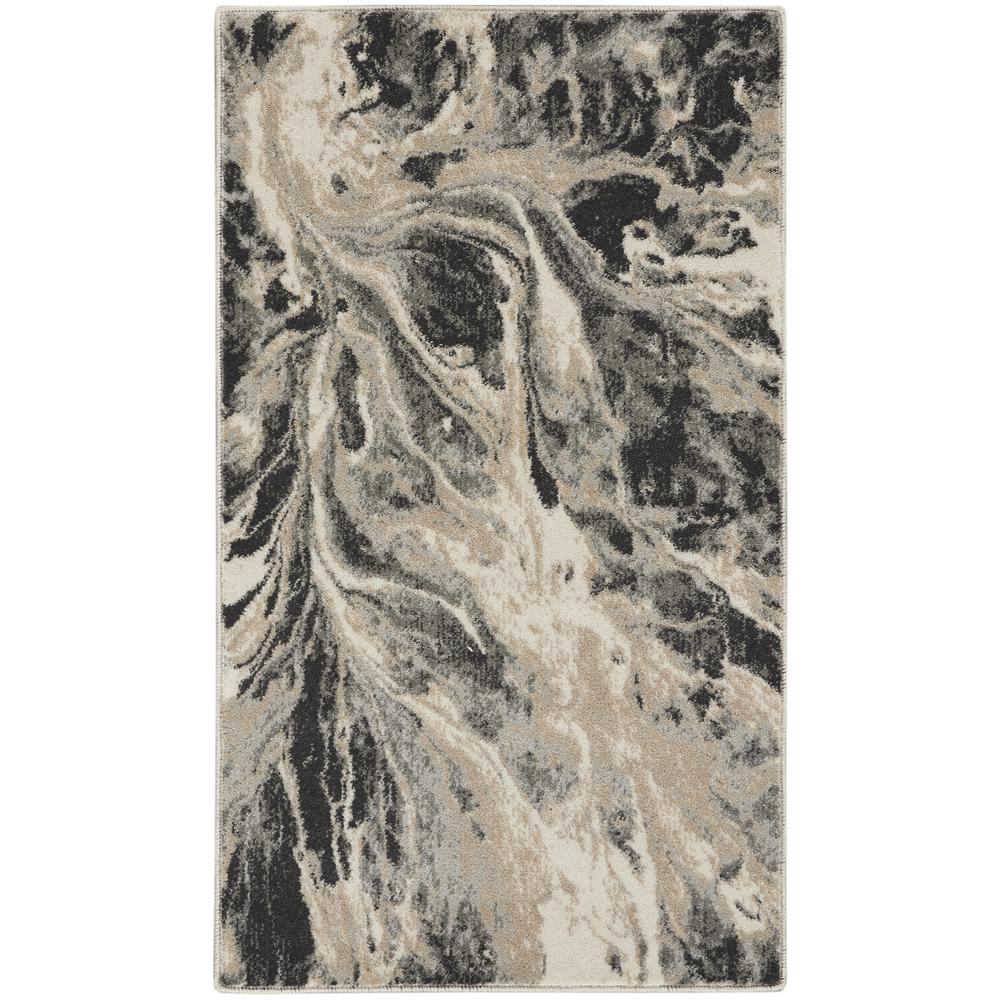 Nourison Home Elegance FAR01 Grey and White Contemporary Area Rug. Picture 1