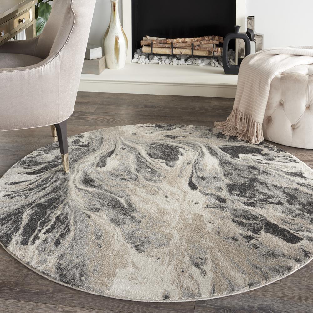 Nourison Home Elegance FAR01 Grey and White Contemporary Area Rug. Picture 2