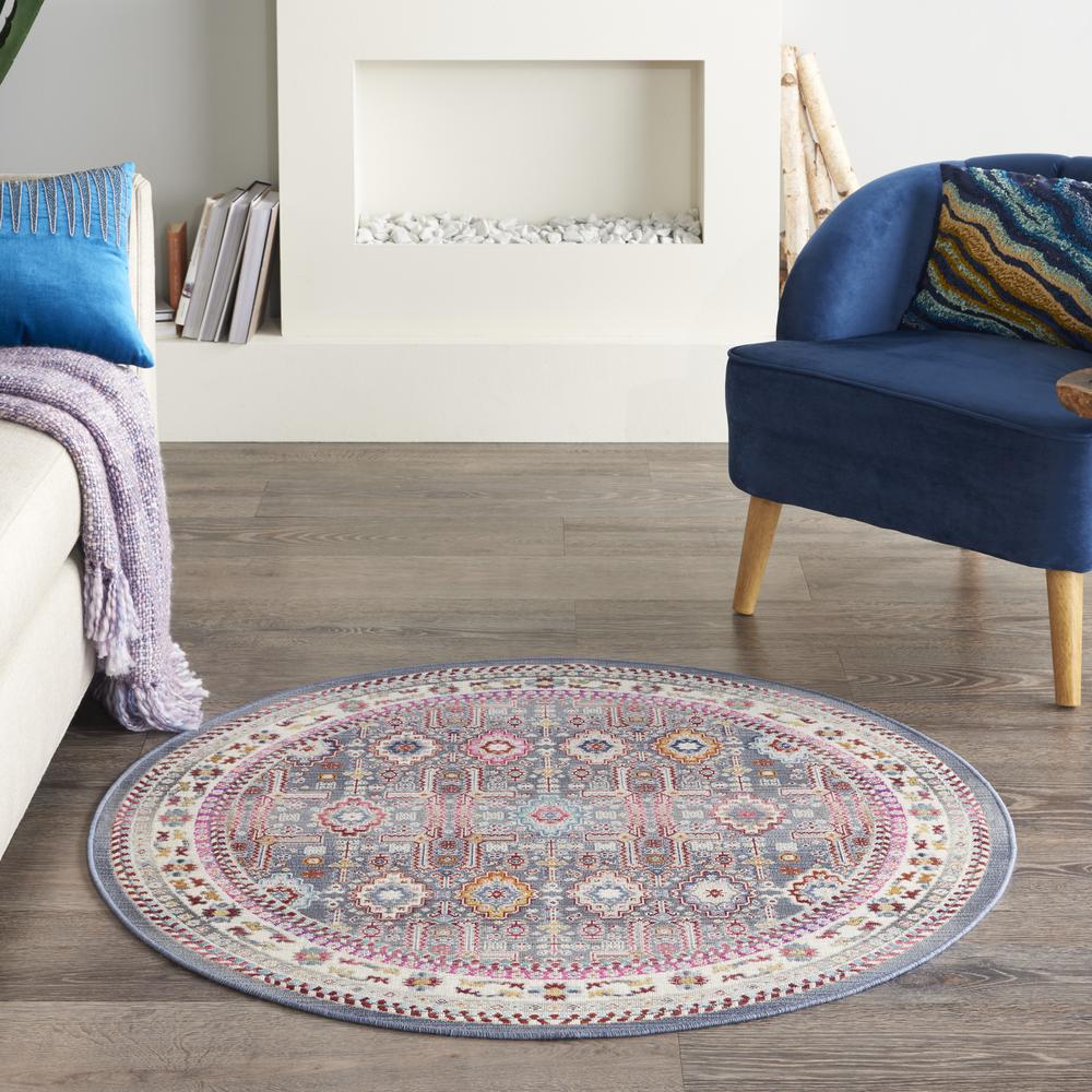 Bohemian Round Area Rug, 4' x Round. Picture 9