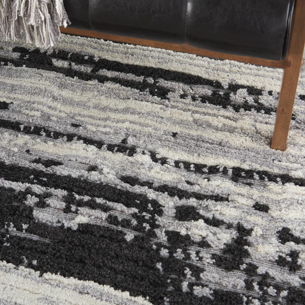 Nourison Textured Contemporary Area Rug, 5'3" x 7'3", Ivory/Charcoal. Picture 8