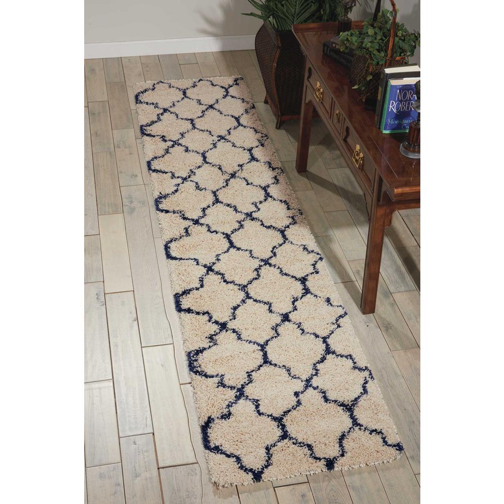 Amore Area Rug, Ivory/Blue, 2'2" x 10'. Picture 2