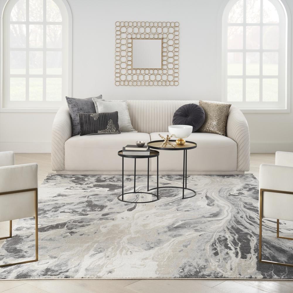 Nourison Home Elegance FAR01 Grey and White Contemporary Area Rug. Picture 10