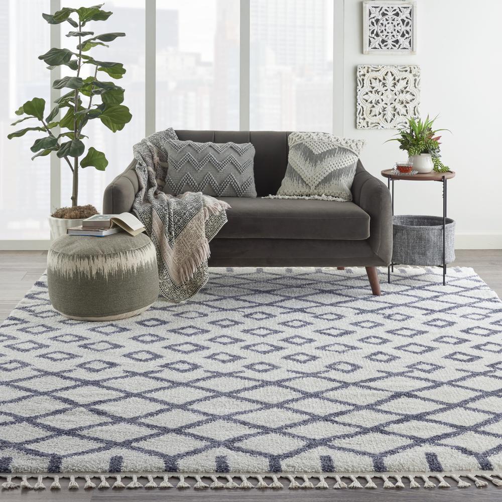Moroccan Shag Area Rug, White, 7'10" x 10'6". Picture 2