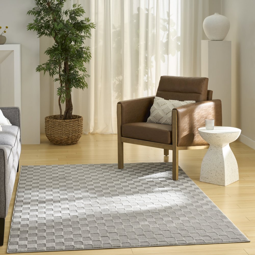 Serenity Home 5'3" x 7'3" Grey Modern Indoor Rug. Picture 2