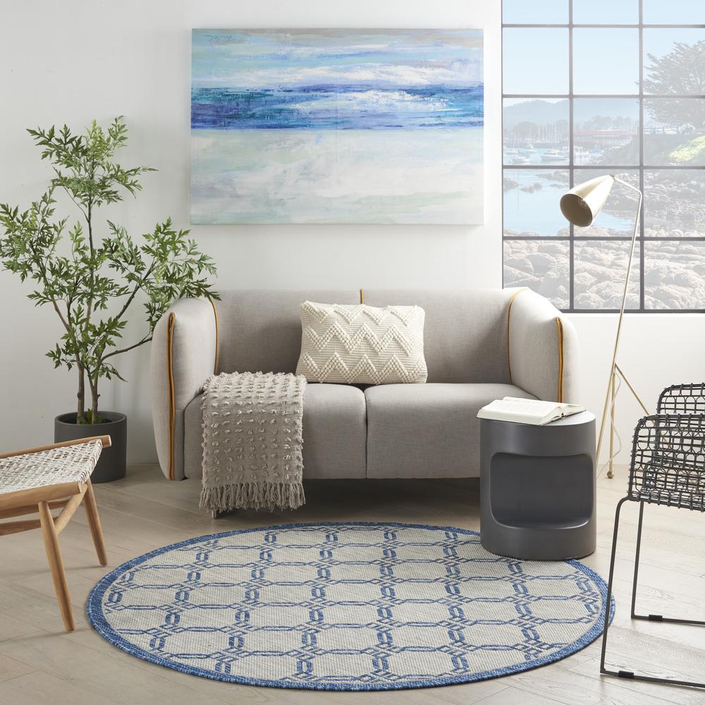 GRD02 Garden Party Ivory Blue Area Rug- 5'3" x round. Picture 9