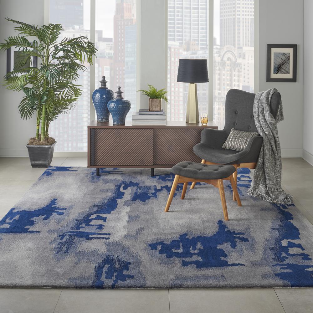 Symmetry Area Rug, Grey/Blue, 8'6" x 11'6". Picture 2