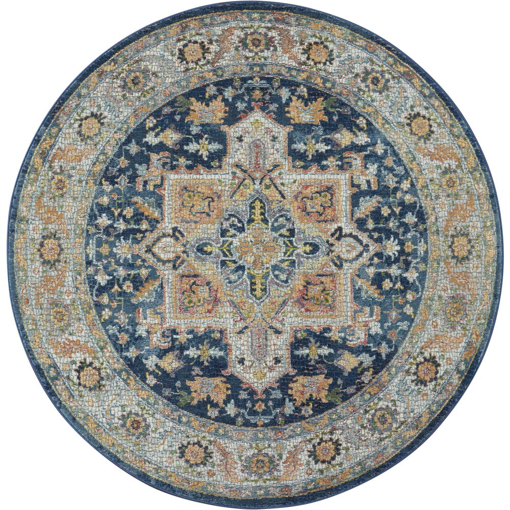 Vintage Round Area Rug, 4' x Round. Picture 1