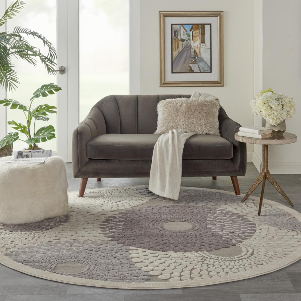 Graphic Illusions Area Rug, Grey, 7'9" x ROUND. Picture 2