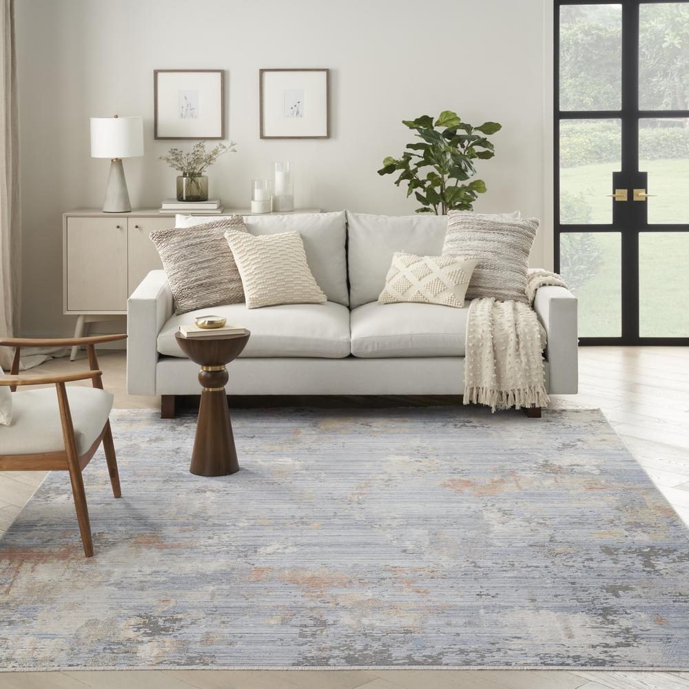 Nourison Abstract Hues Area Rug, Grey Blue 8' x 10'. Picture 9
