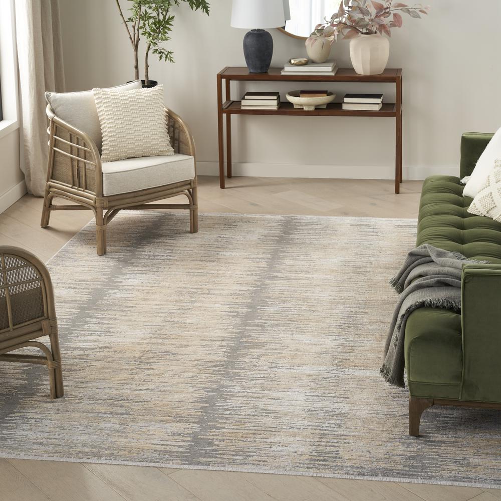 Nourison Abstract Hues Area Rug, Grey Gold 8' x 10'. Picture 2