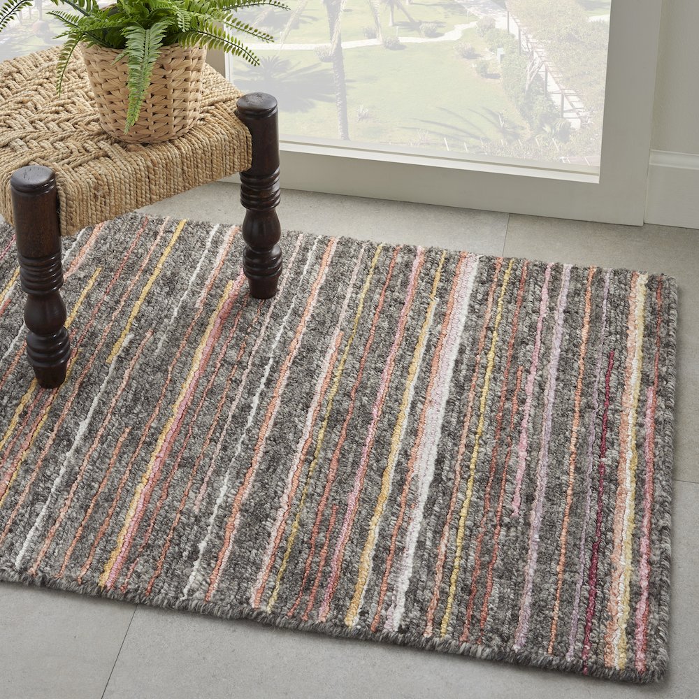Nourison Plateau Area Rug, Grey/Flame, 2'3" x 3', PAE01. Picture 9
