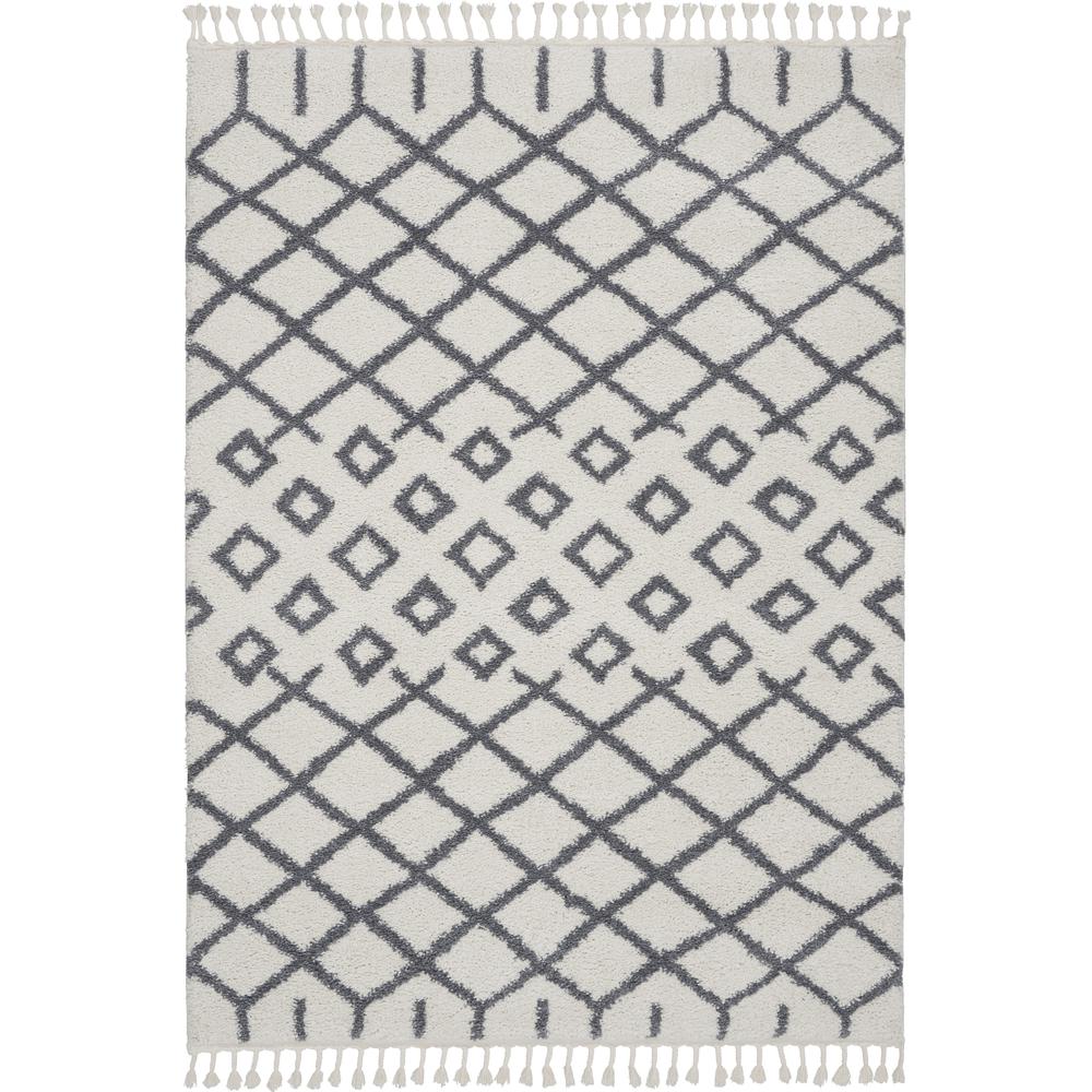Moroccan Shag Area Rug, White, 5'3" x 7'11". Picture 1