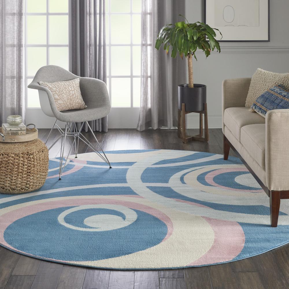 Grafix Area Rug, Blue Multicolor, 8'XROUND. Picture 2