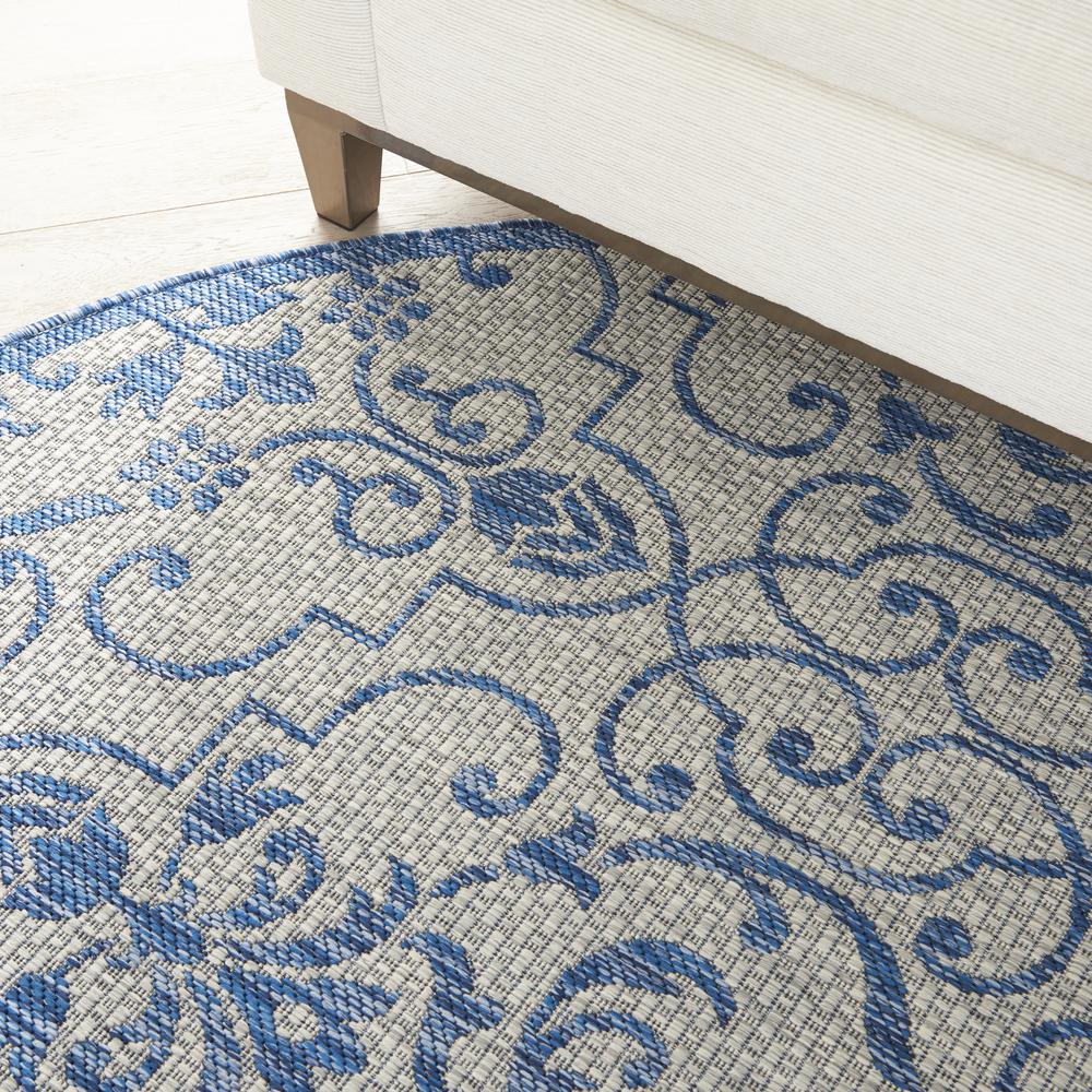 GRD04 Garden Party Ivory Blue Area Rug- 5'3" x round. Picture 8