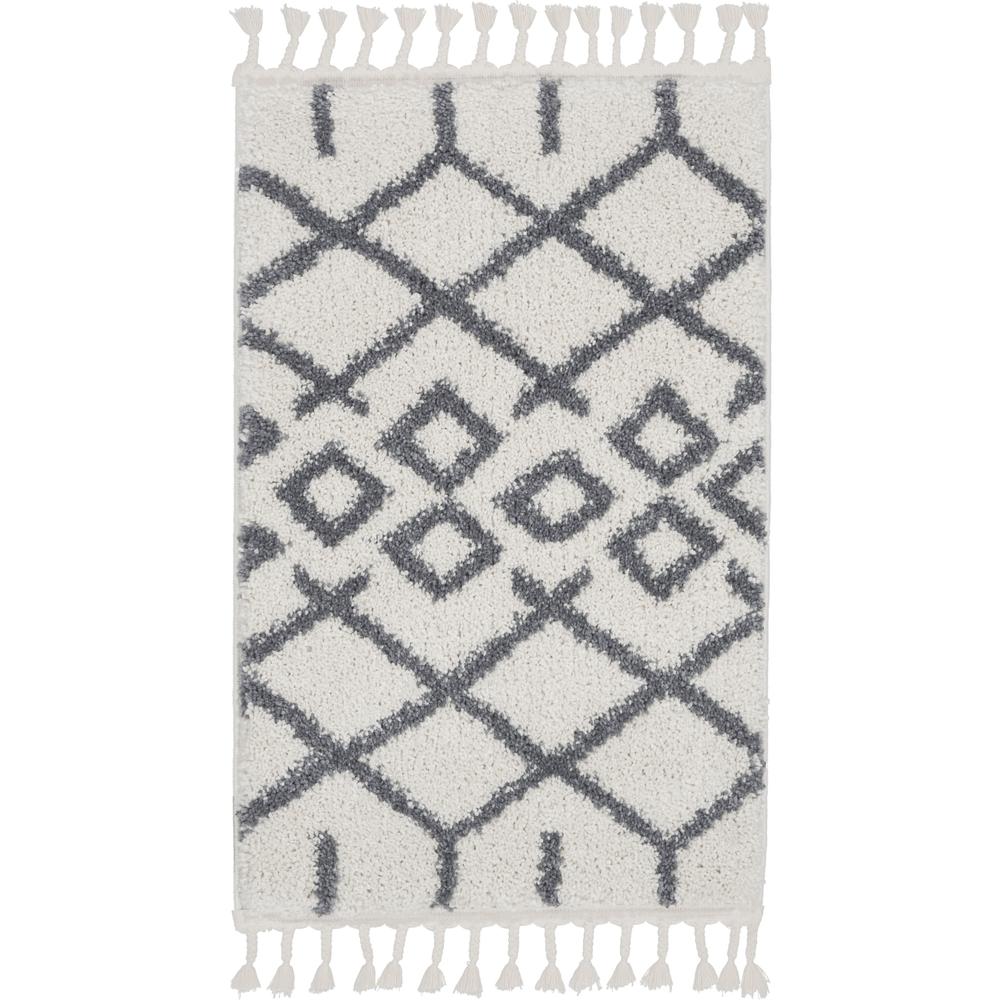 Moroccan Shag Area Rug, White, 2'2" x 4'. Picture 1