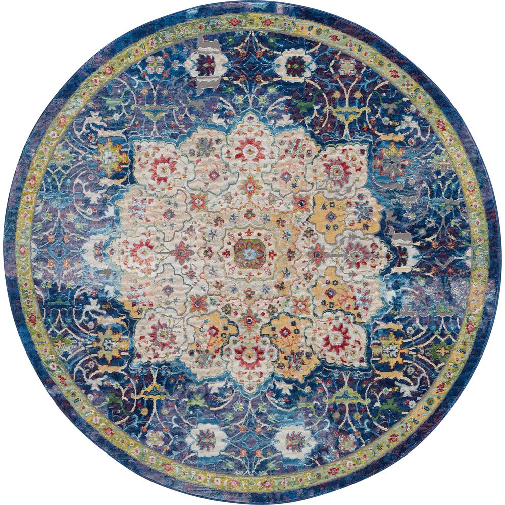 Vintage Round Area Rug, 4' x Round. Picture 1