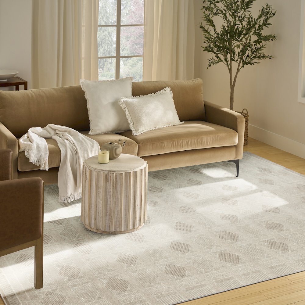 Nordic 8' x 10' Ivory Beige Modern Indoor Rug. Picture 11