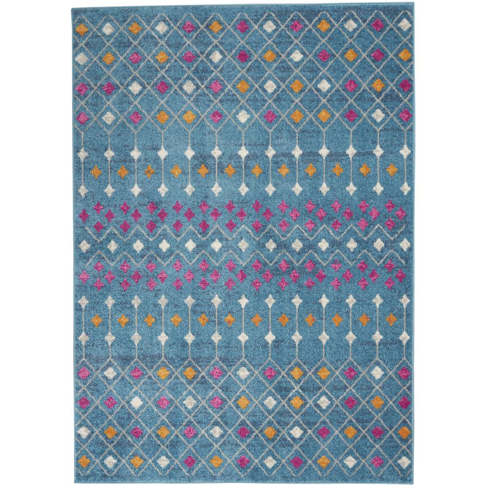 PSN45 Passion Blue/Multicolor Area Rug- 5'3" x 7'3". Picture 1
