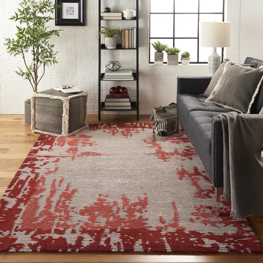 Symmetry Area Rug, Beige/Red, 3'9" X 5'9". Picture 2