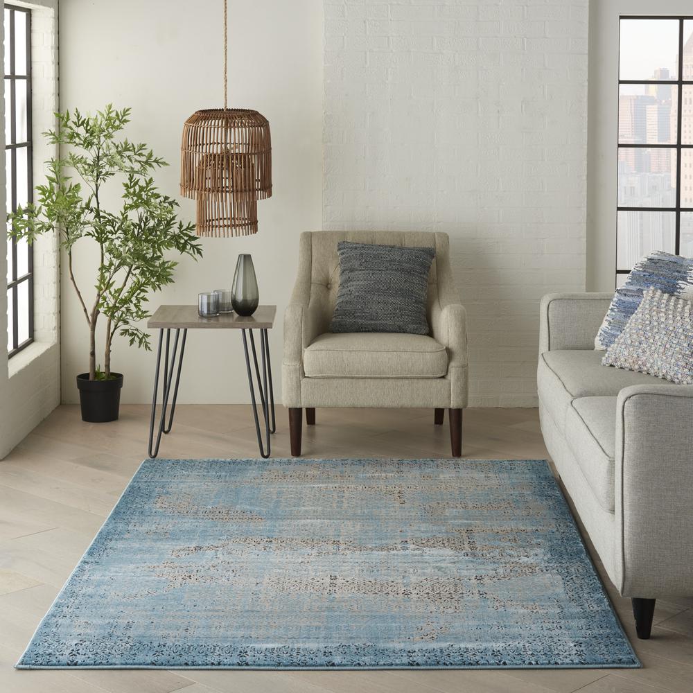 Karma Area Rug, Blue, 5'3" x 7'4". Picture 2