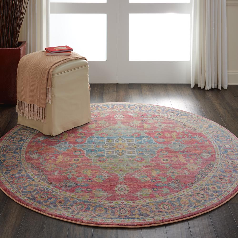 Vintage Round Area Rug, 4' x Round. Picture 3