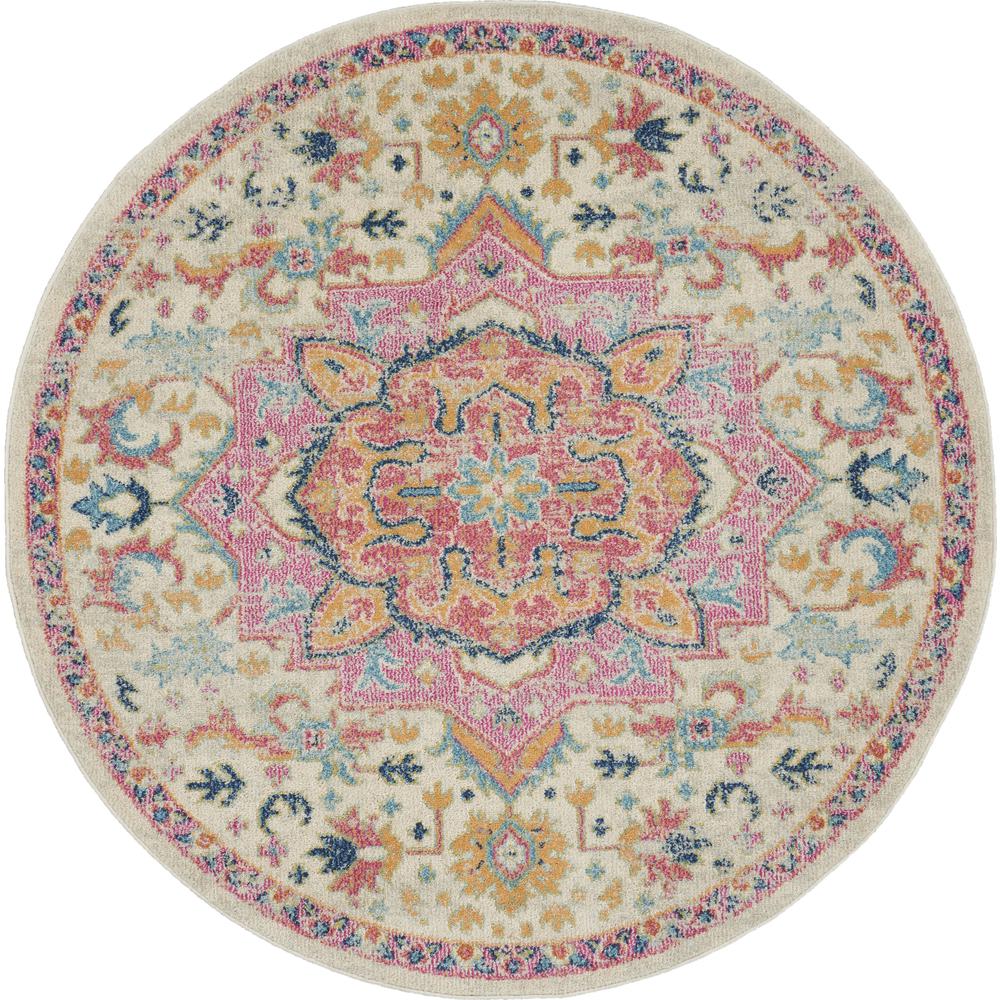 Bohemian Round Area Rug, 4' x Round. Picture 1