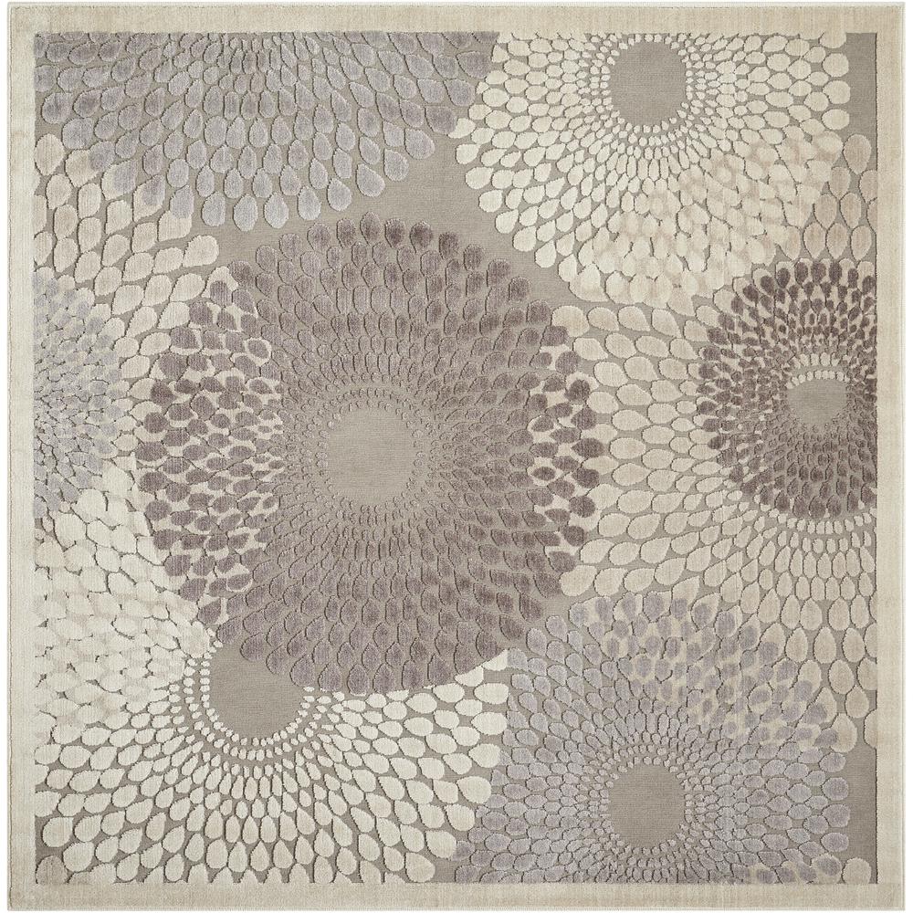 Graphic Illusions Area Rug, Grey, 6'7" x SQUARE. Picture 1