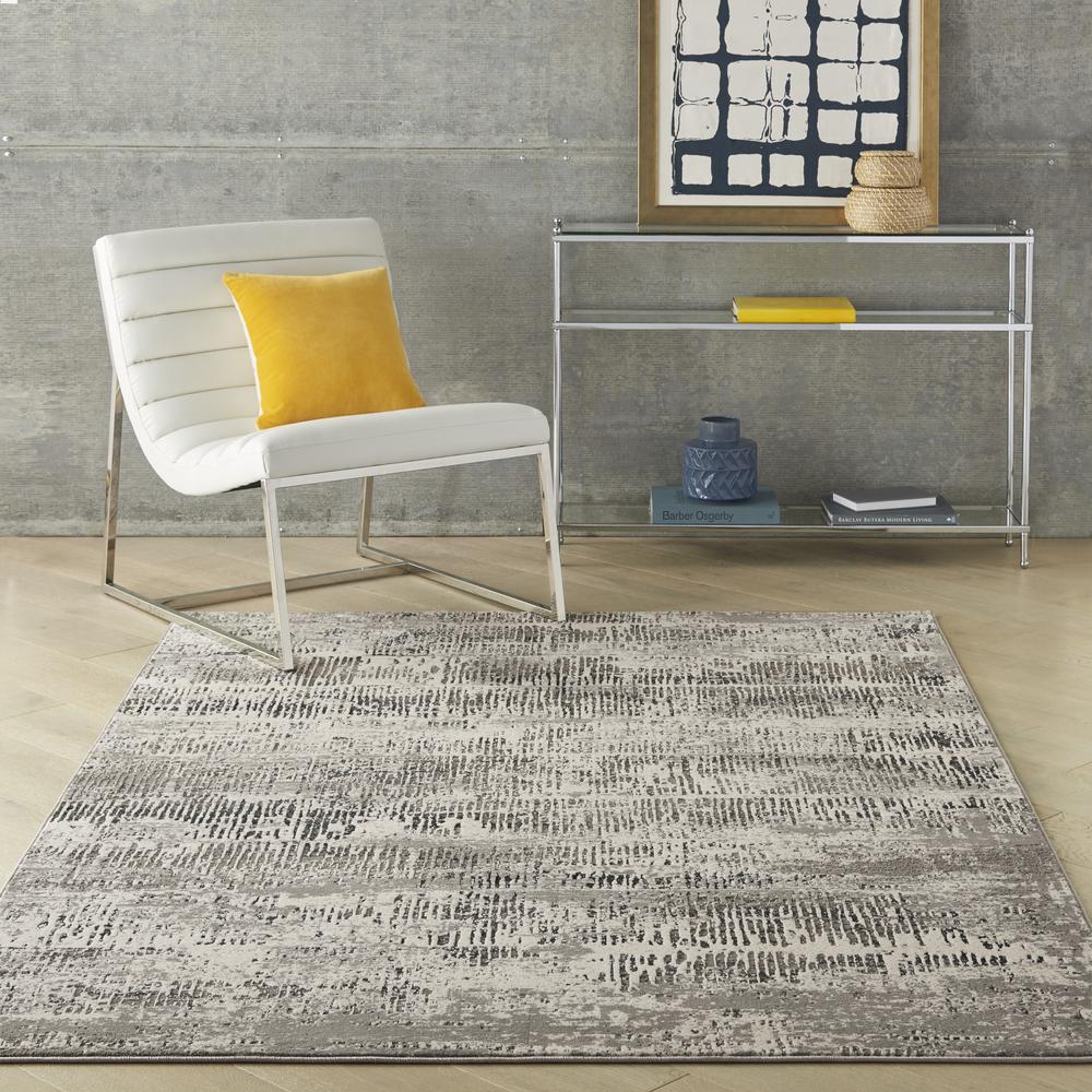 Michael Amini MA90 Uptown Area Rug, Ivory/Grey, 4' x round, UPT03. Picture 2