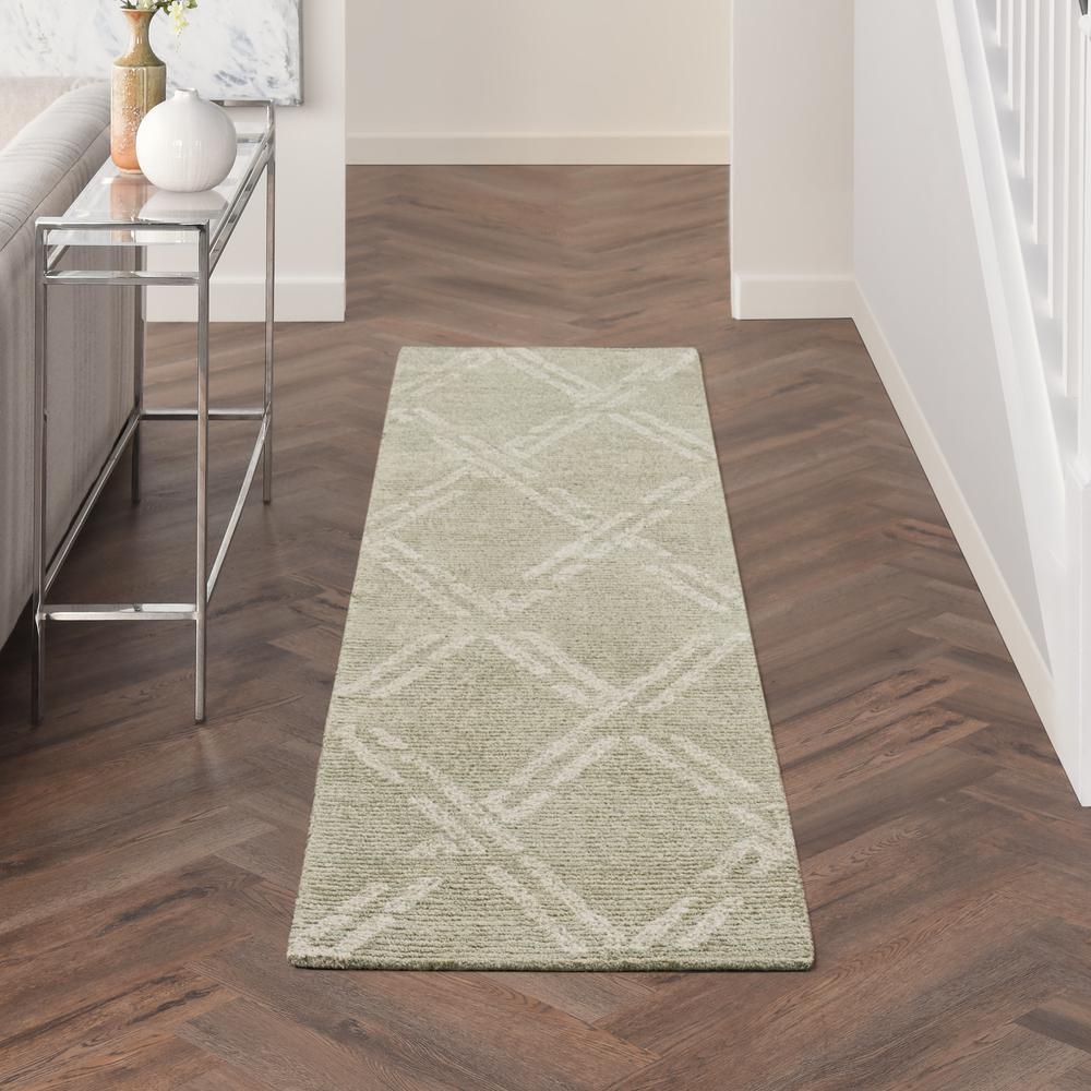 Nourison Venosa Runner Area Rug, Green Ivory, 2'3" x 7'6", VSN01. Picture 2