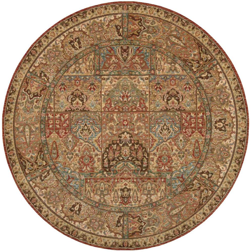 Round Traditional Machine Made Area Rug. Picture 1