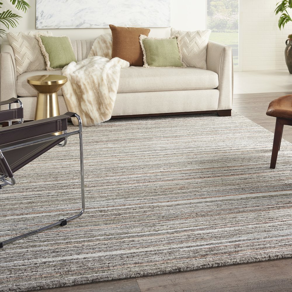 Nourison Plateau Area Rug, Grey/Green, 8'6" x 11'6", PAE01. Picture 2