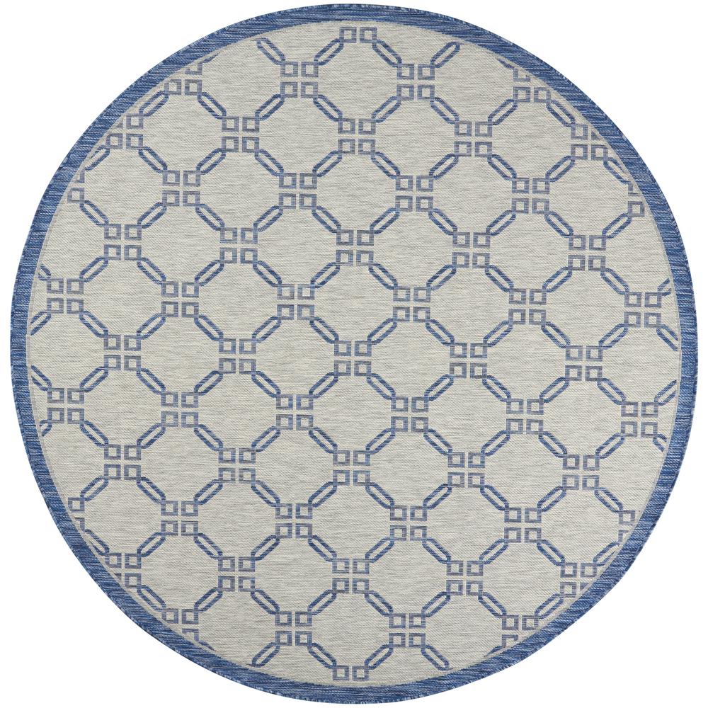 GRD02 Garden Party Ivory Blue Area Rug- 7'10" x round. Picture 1