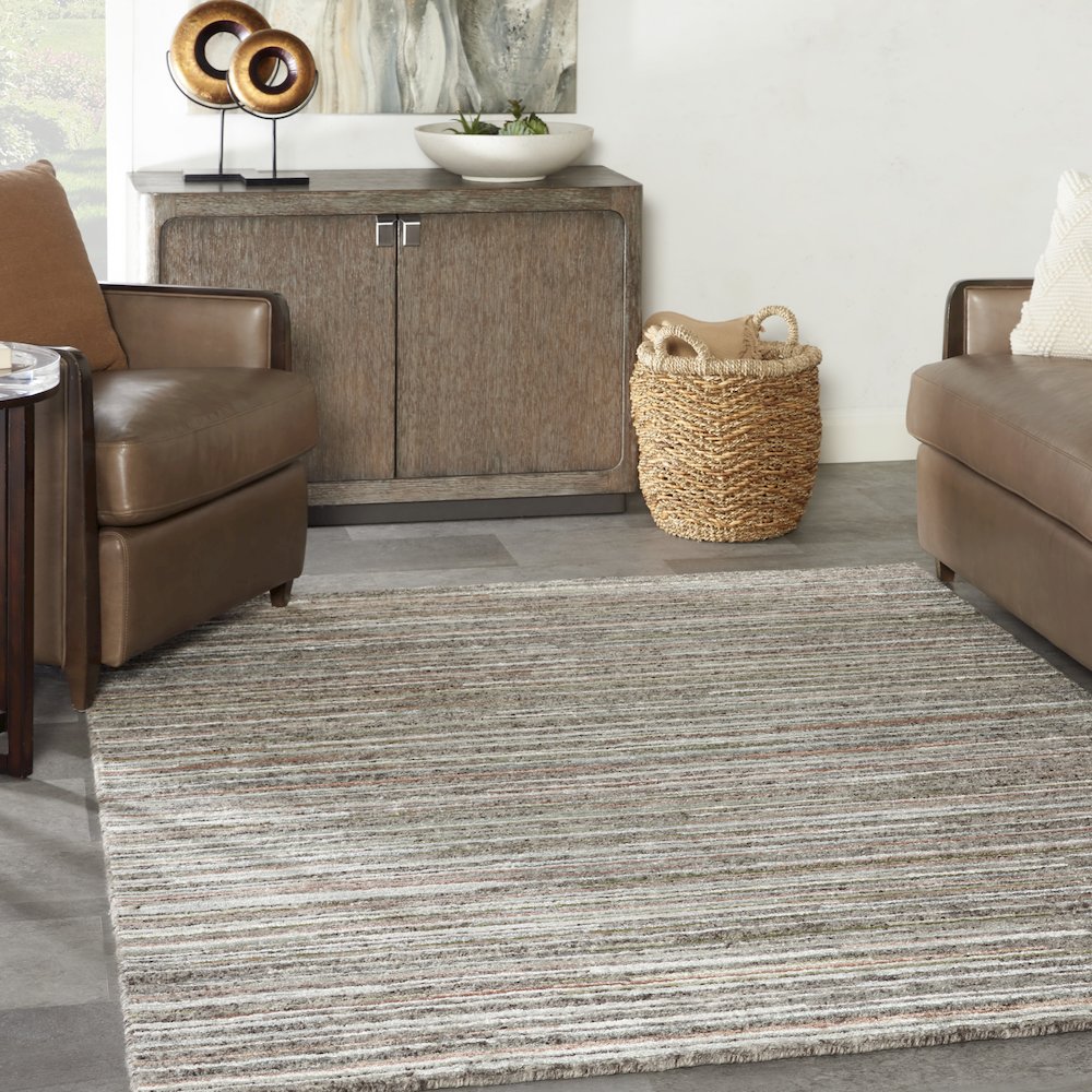 Nourison Plateau Area Rug, Grey/Green, 5'3" x 7'3", PAE01. Picture 2