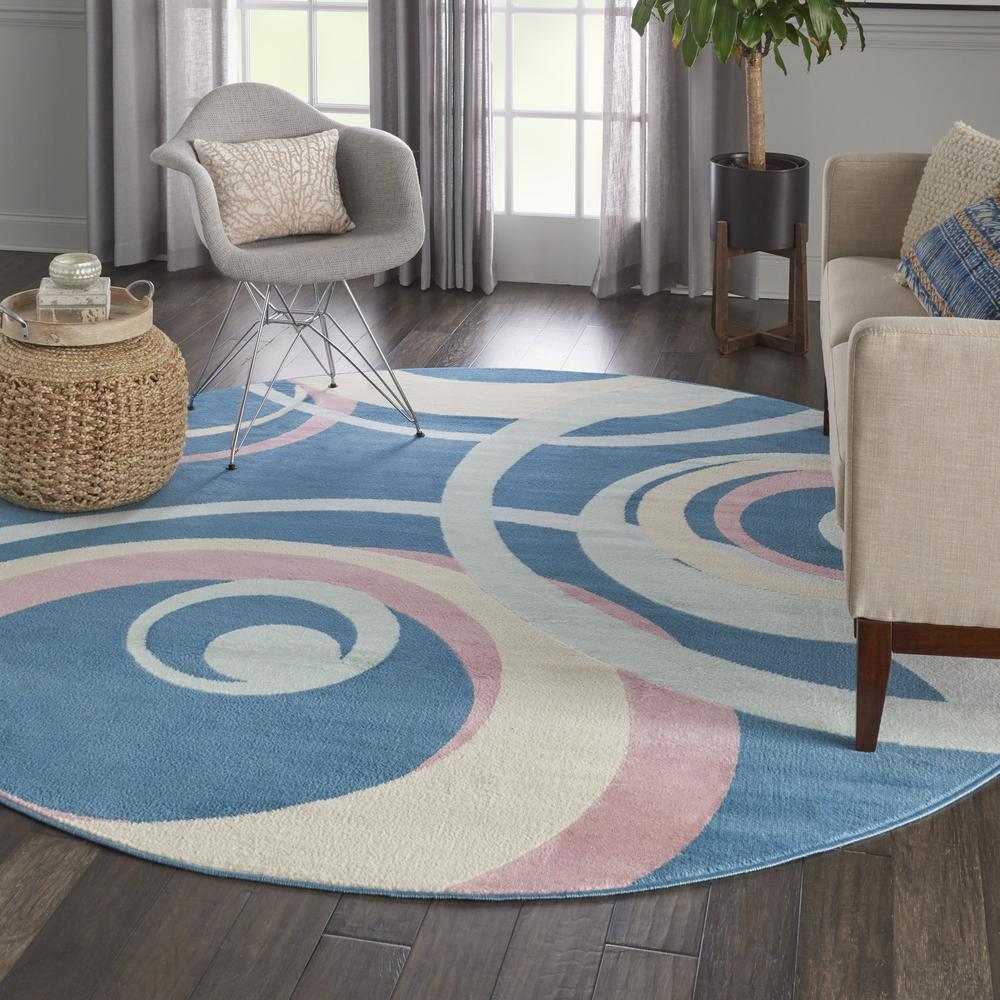 Grafix Area Rug, Blue Multicolor, 8'XROUND. Picture 9