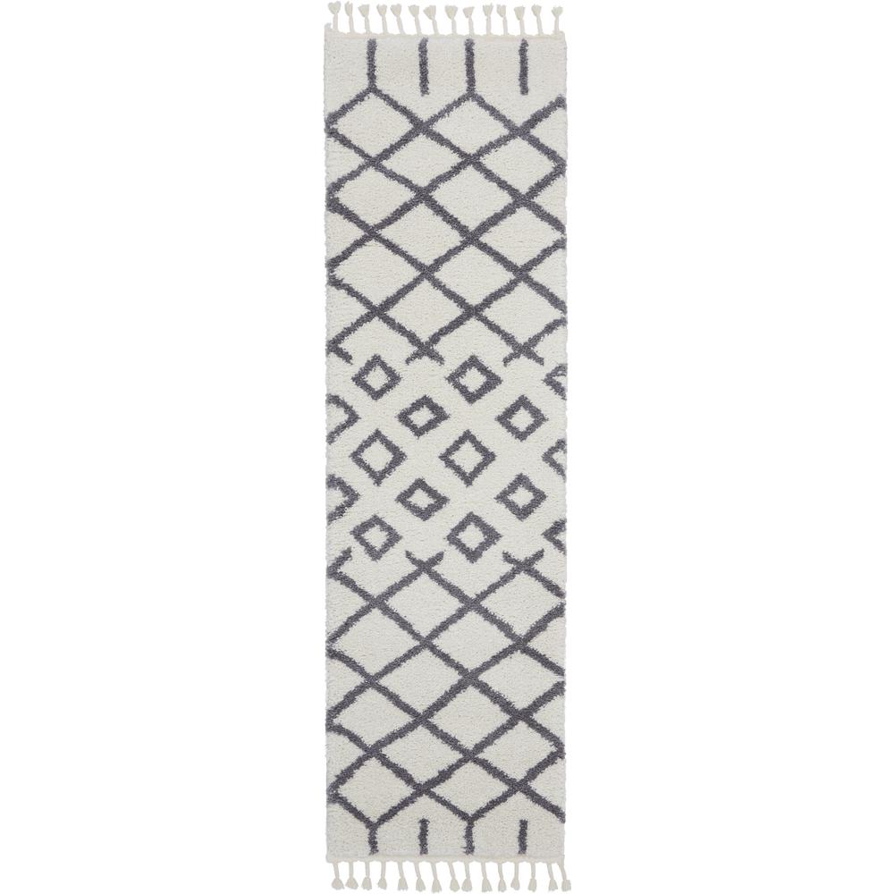 Moroccan Shag Area Rug, White, 2'2" x 8'1". Picture 1