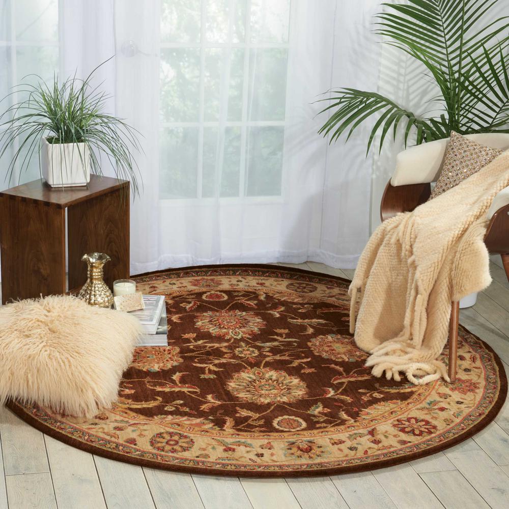 Round Traditional Machine Made Area Rug. Picture 2